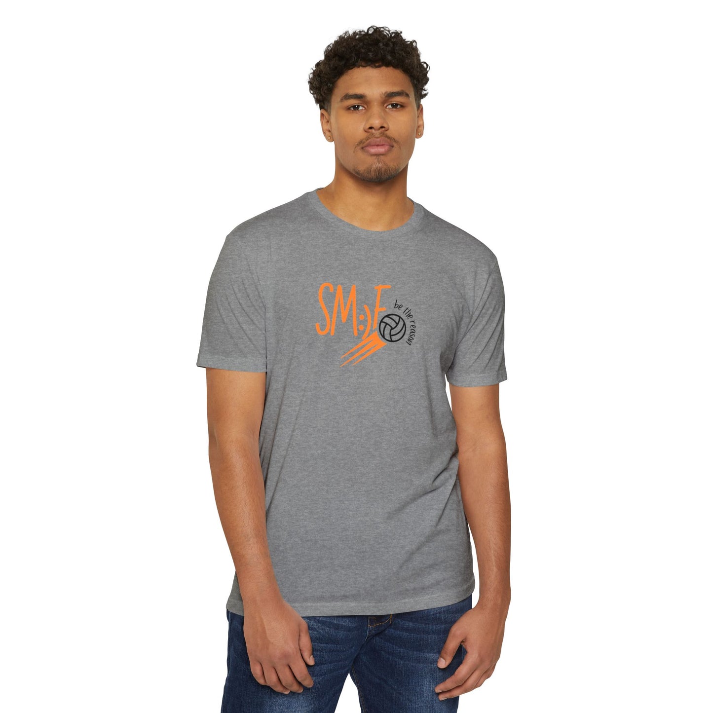 sm:)e Volleyball Enthusiast T-Shirt | Smile Be the Reason | Unisex CVC Jersey | Athletic Streetwear