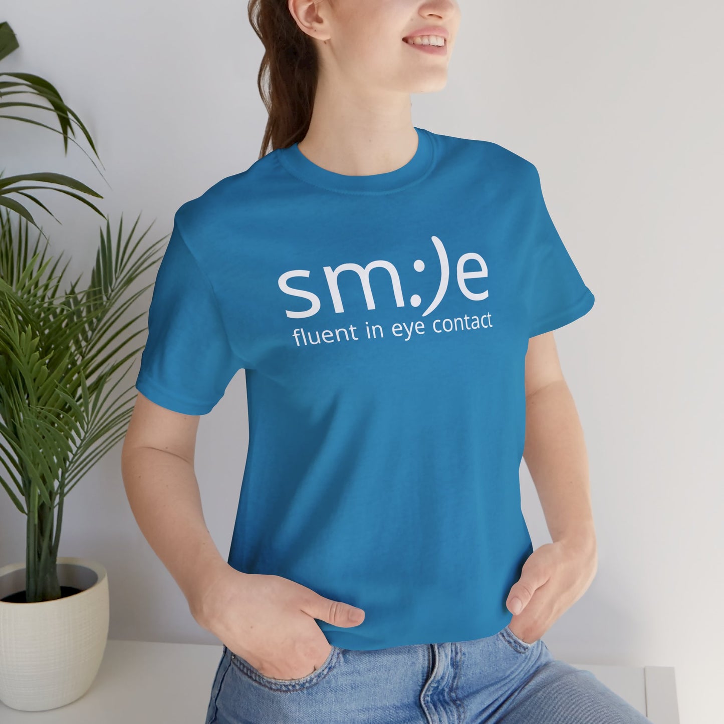 sm:)e Fluent in Eye Contact Tee | Bold Confidence Streetwear | Trendy Unisex Graphic Shirt