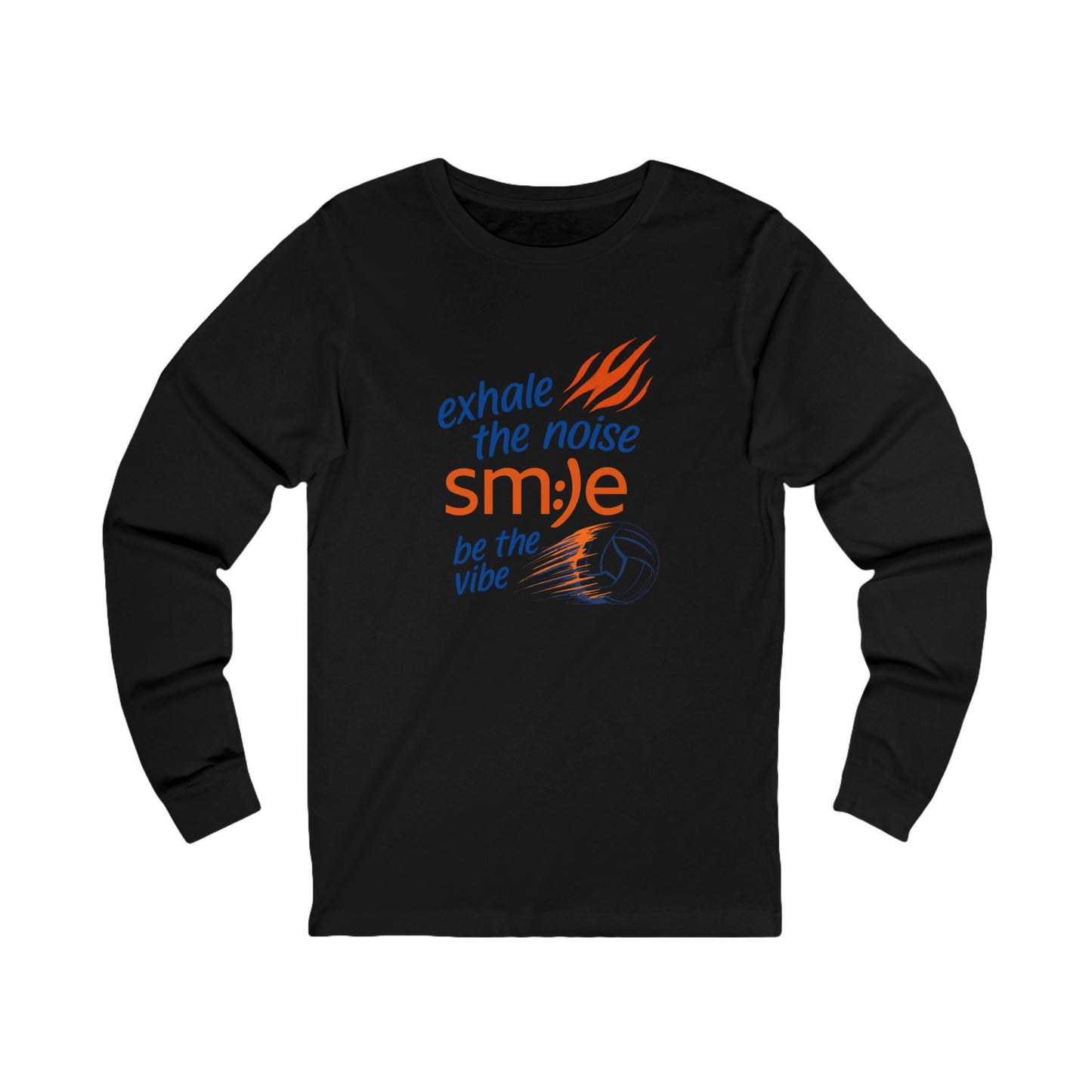 Exhale the Noise sm:)e Be the Vibe Volleyball Long Sleeve - Sporty Streetwear, Motivational Athletic Wear