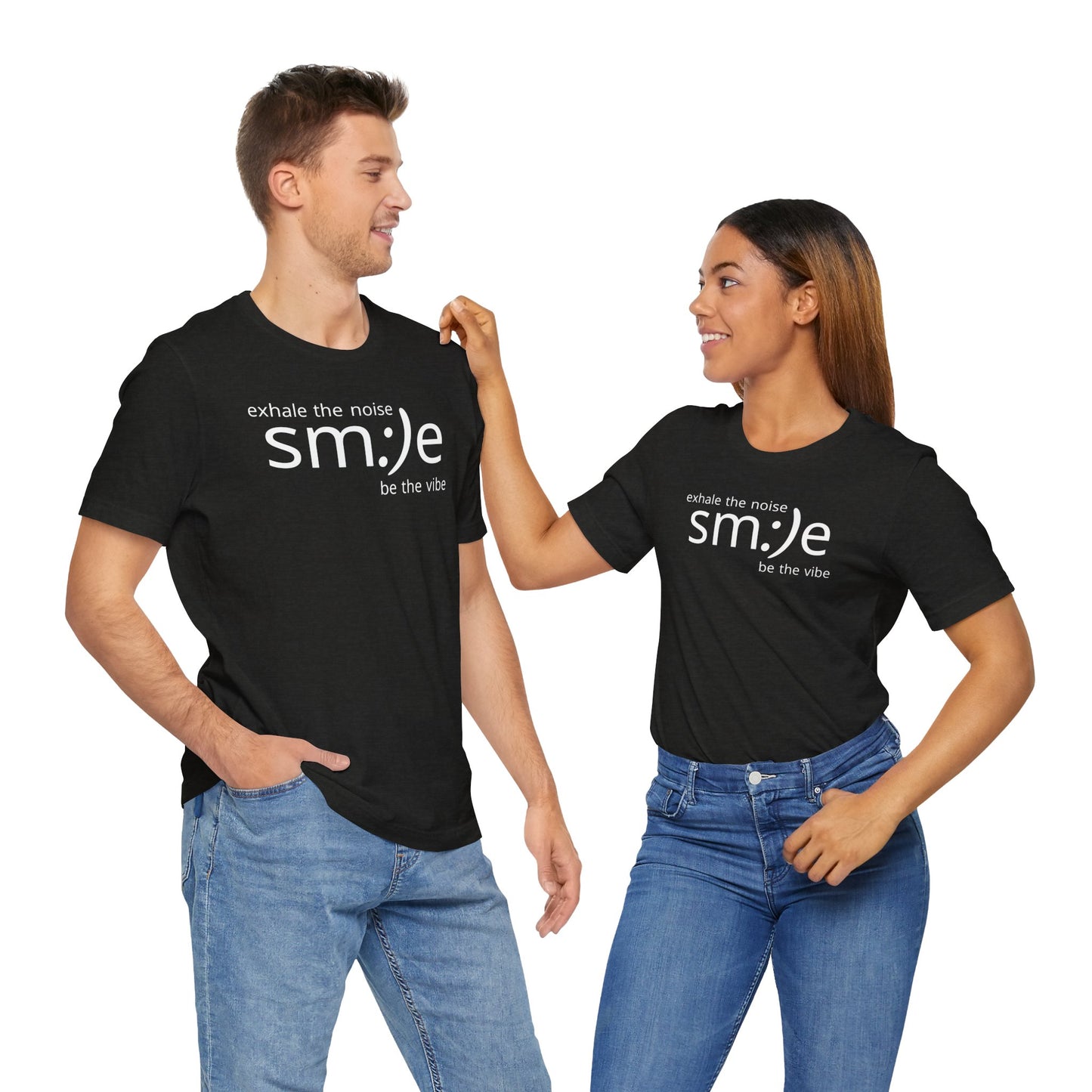 sm:)e Exhale the Noise Smile Vibe Tee | Mindful Streetwear | Unisex Motivational Graphic Shirt