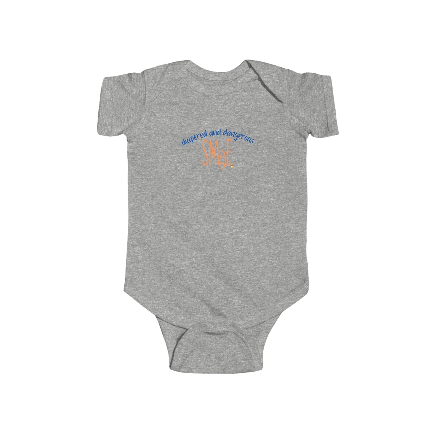 Diapered and Dangerous sm:)e Infant Bodysuit - Funny Baby Statement Onesie, Trendy Toddler Gift