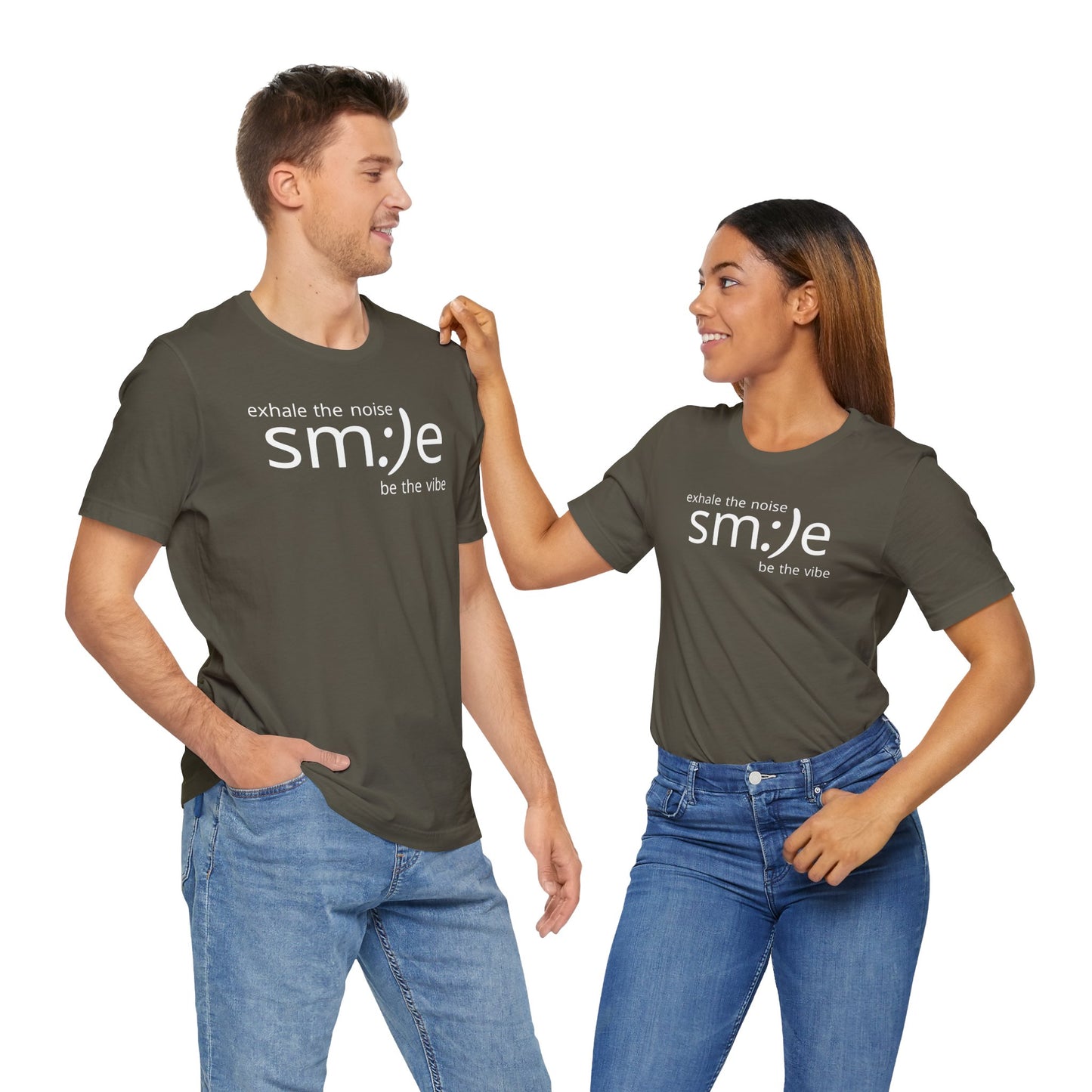sm:)e Exhale the Noise Smile Vibe Tee | Mindful Streetwear | Unisex Motivational Graphic Shirt