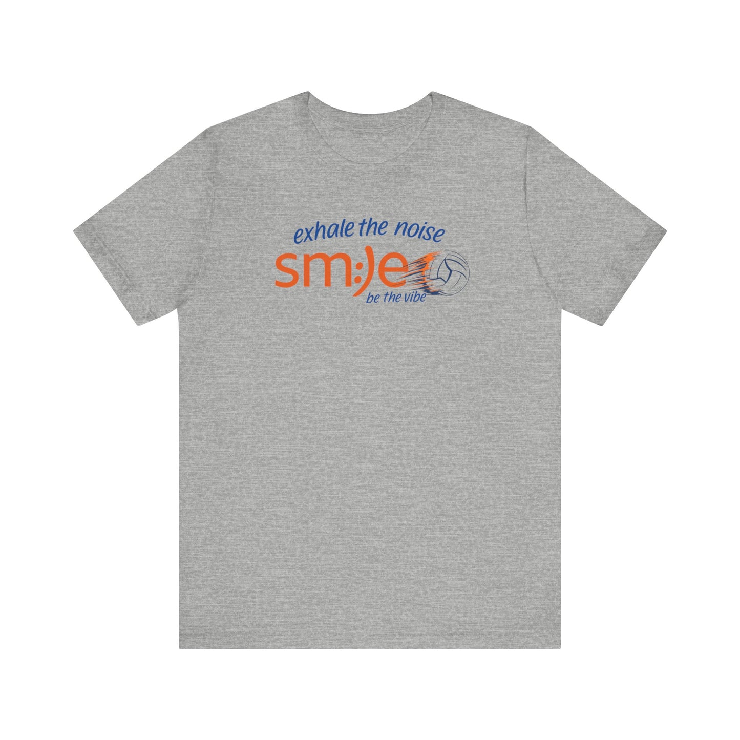 Exhale the Noise | sm:)e Be the Vibe Volleyball T-Shirt | Motivational Teen Unisex Tee