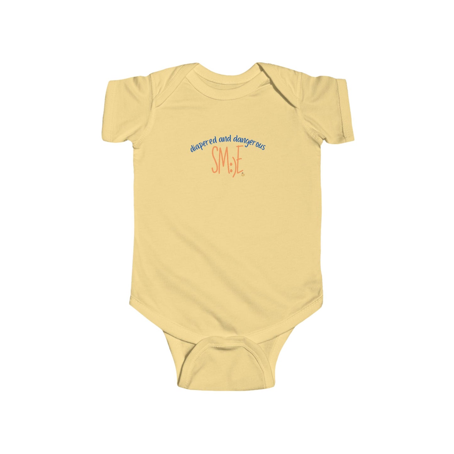 Diapered and Dangerous sm:)e Infant Bodysuit - Funny Baby Statement Onesie, Trendy Toddler Gift