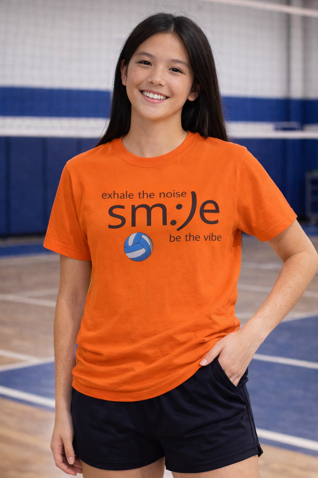sm:)e Exhale the Noise Smile Vibes Volleyball Tee | Happy Athletic Streetwear | Positive Affirmation Shirt