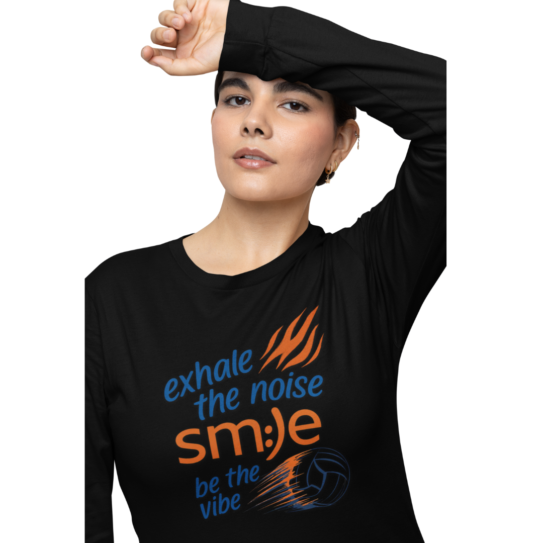 Exhale the Noise sm:)e Be the Vibe Volleyball Long Sleeve - Sporty Streetwear, Motivational Athletic Wear