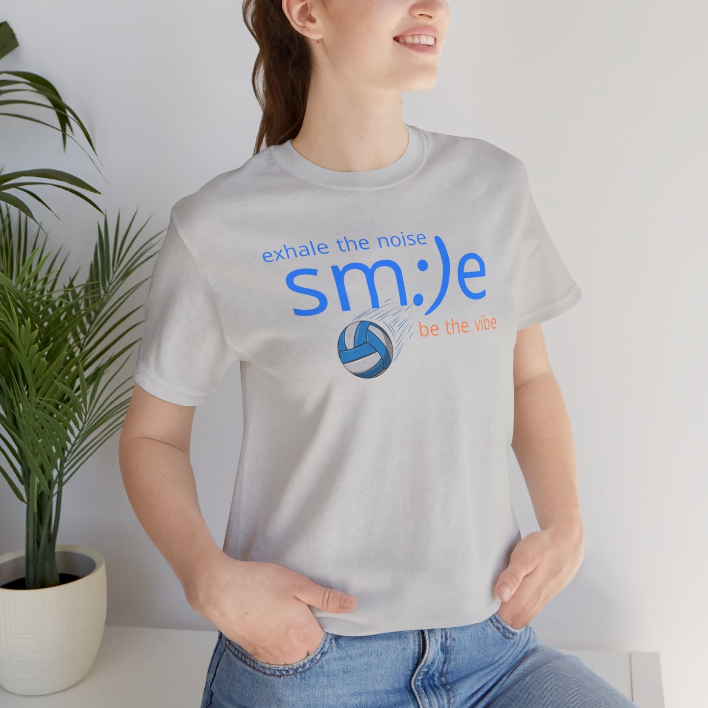 sm:)e Exhale the Noise Be the Vibe Volleyball Tee | Confident Athletic Streetwear | Positive Quote Shirt