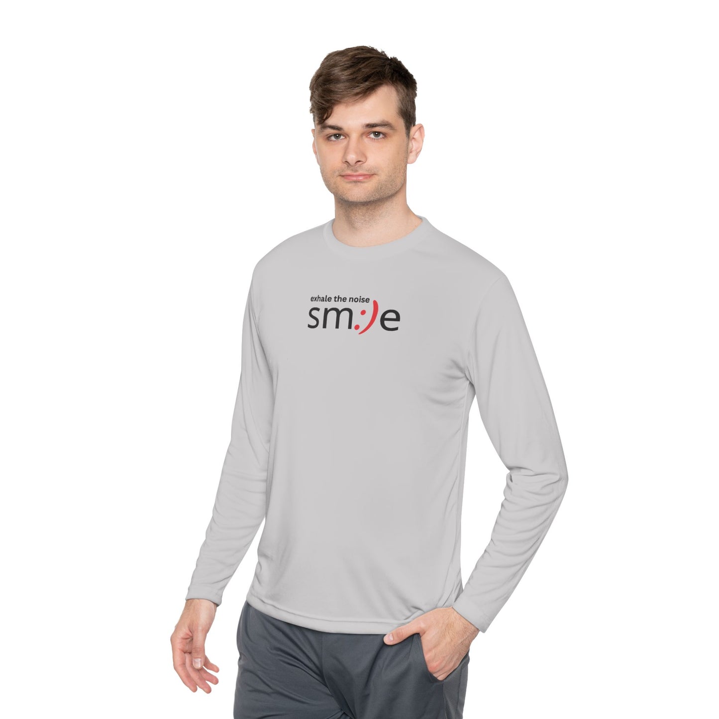 Smile Long-Sleeve Tee — "Exhale the Noise" | Sport-Tek ST350LS Moisture-Wicking Shirt