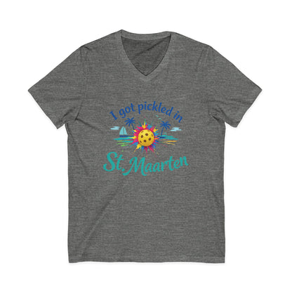 I Got Pickled in St. Maarten V-Neck Shirt – Funny Pickleball Vacation Tee