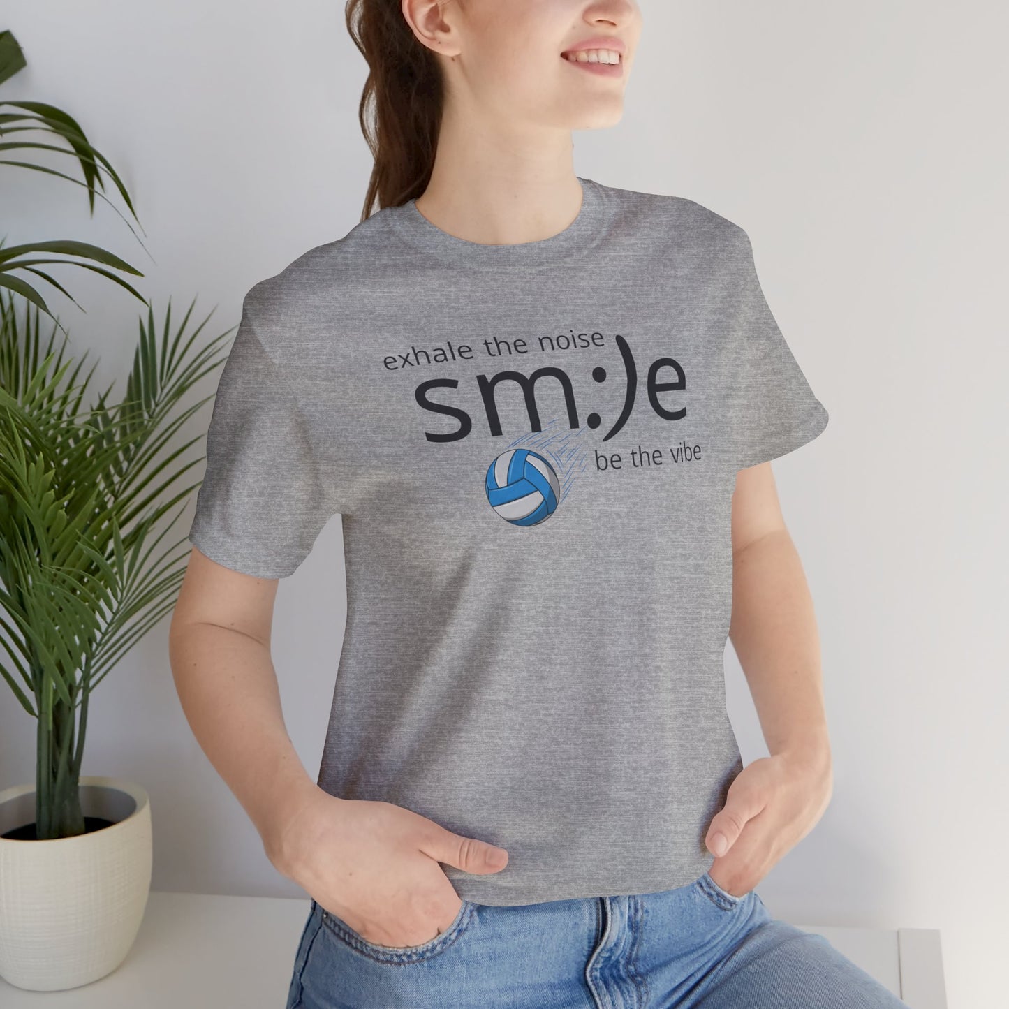 sm:)e Exhale the Noise Smile Vibes Volleyball Tee | Happy Athletic Streetwear | Positive Affirmation Shirt