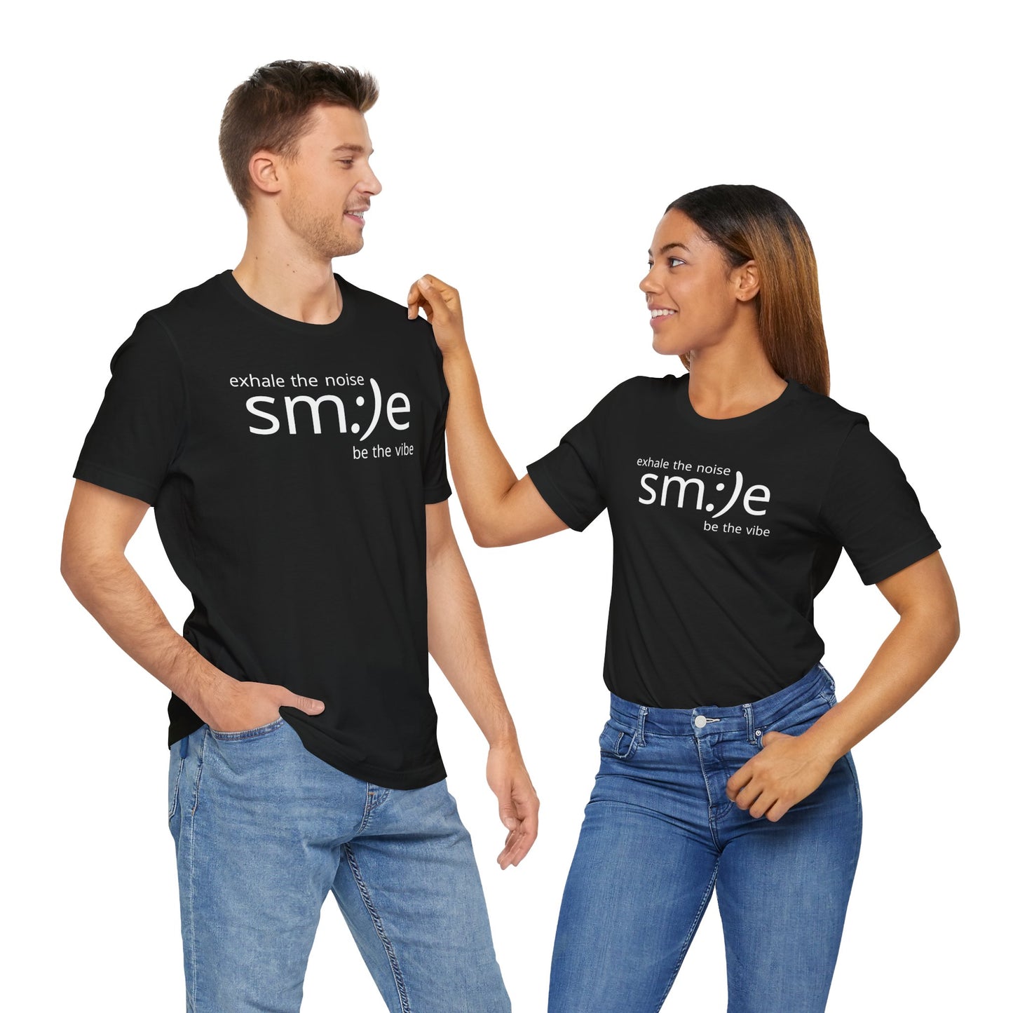 sm:)e Exhale the Noise Smile Vibe Tee | Mindful Streetwear | Unisex Motivational Graphic Shirt