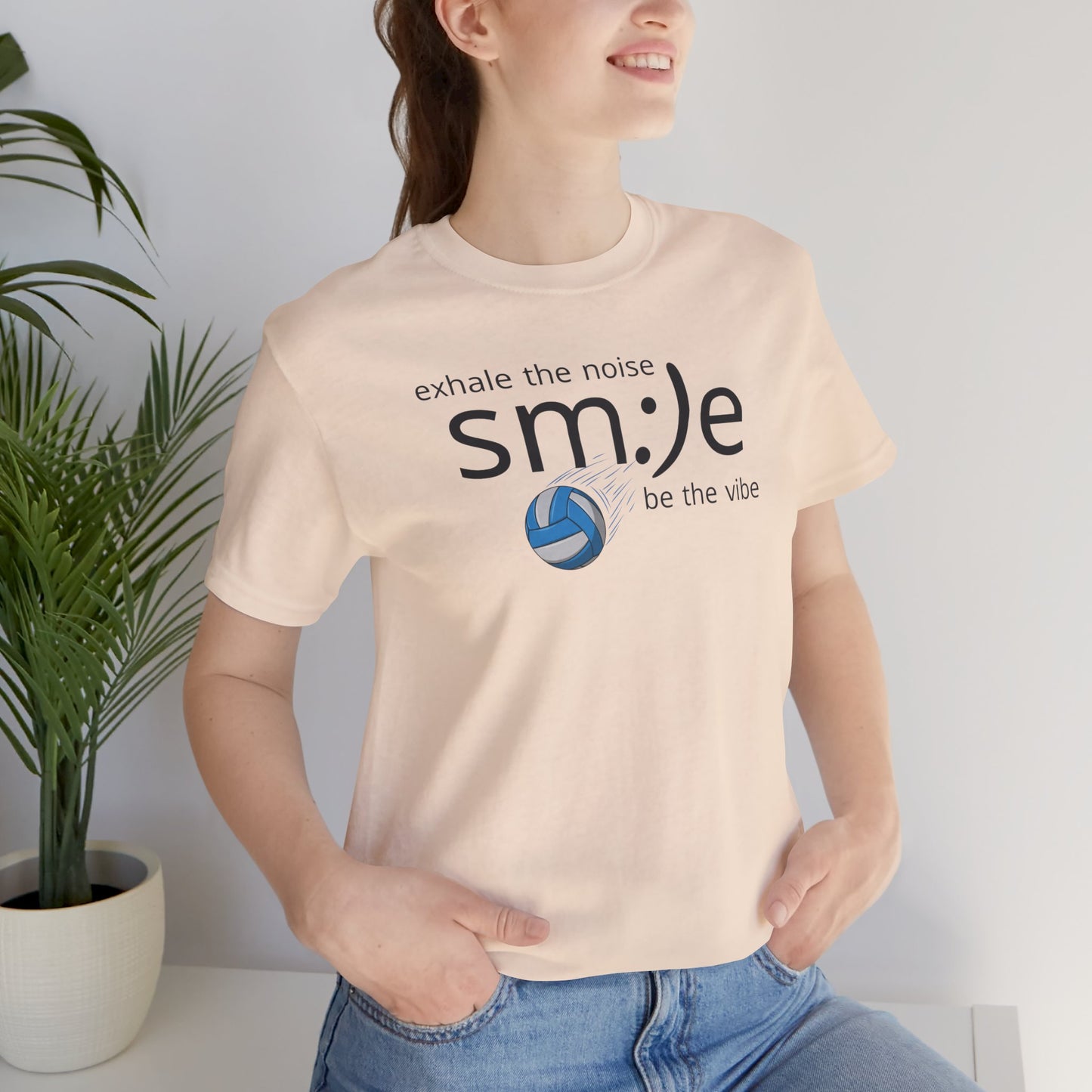 sm:)e Exhale the Noise Smile Vibes Volleyball Tee | Happy Athletic Streetwear | Positive Affirmation Shirt