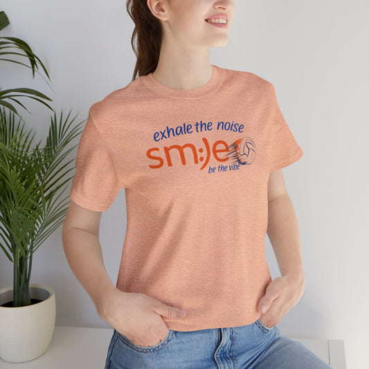 Exhale the Noise | sm:)e Be the Vibe Volleyball T-Shirt | Motivational Teen Unisex Tee