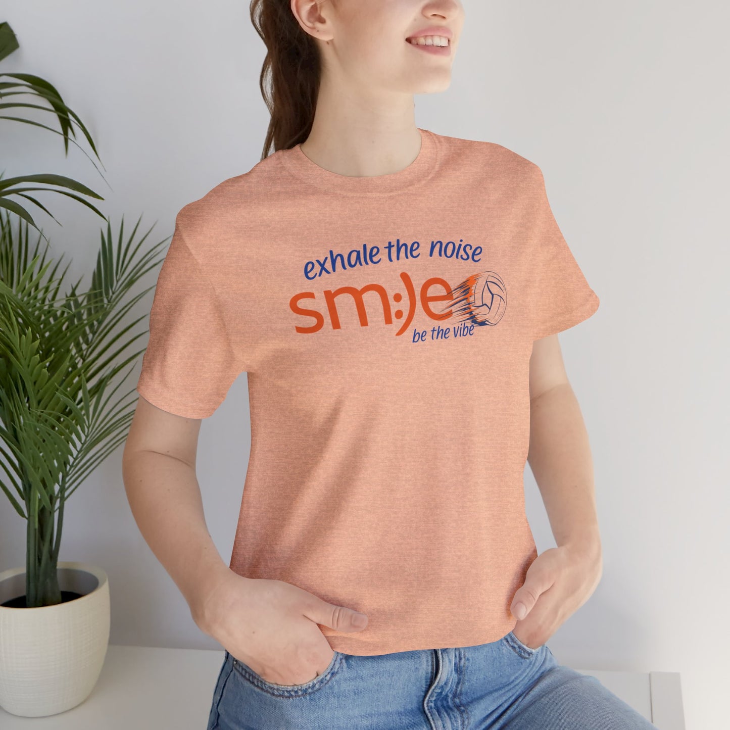 Exhale the Noise sm:)e Be the Vibe Volleyball Tee - Motivational Streetwear, Court Confidence, Athletic Gift
