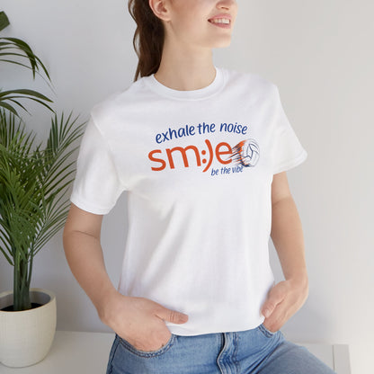 Exhale the Noise | sm:)e Be the Vibe Volleyball T-Shirt | Motivational Teen Unisex Tee