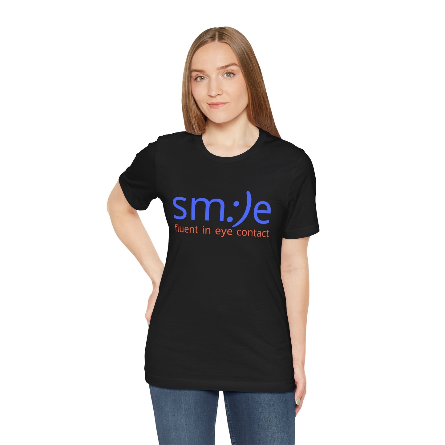 sm:)e Fluent in Eye Contact Tee | Cute Social Confidence Streetwear | Unisex Connection Graphic Shirt