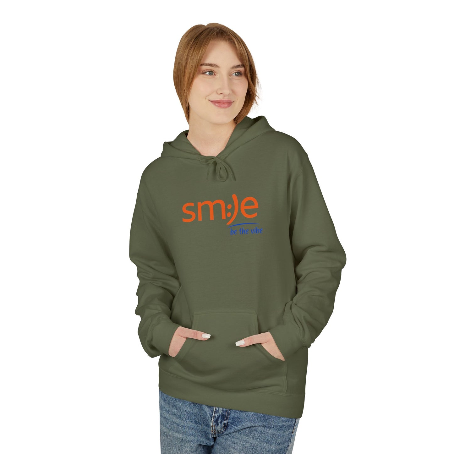 sm:)e Be Vibe Hoodie - Motivational Streetwear, Cozy Confidence Booster, Unisex Fleece Sweatshirt