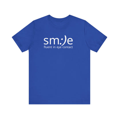 sm:)e Fluent in Eye Contact Jersey Tee | Social Butterfly Streetwear | Funny Connection Gift