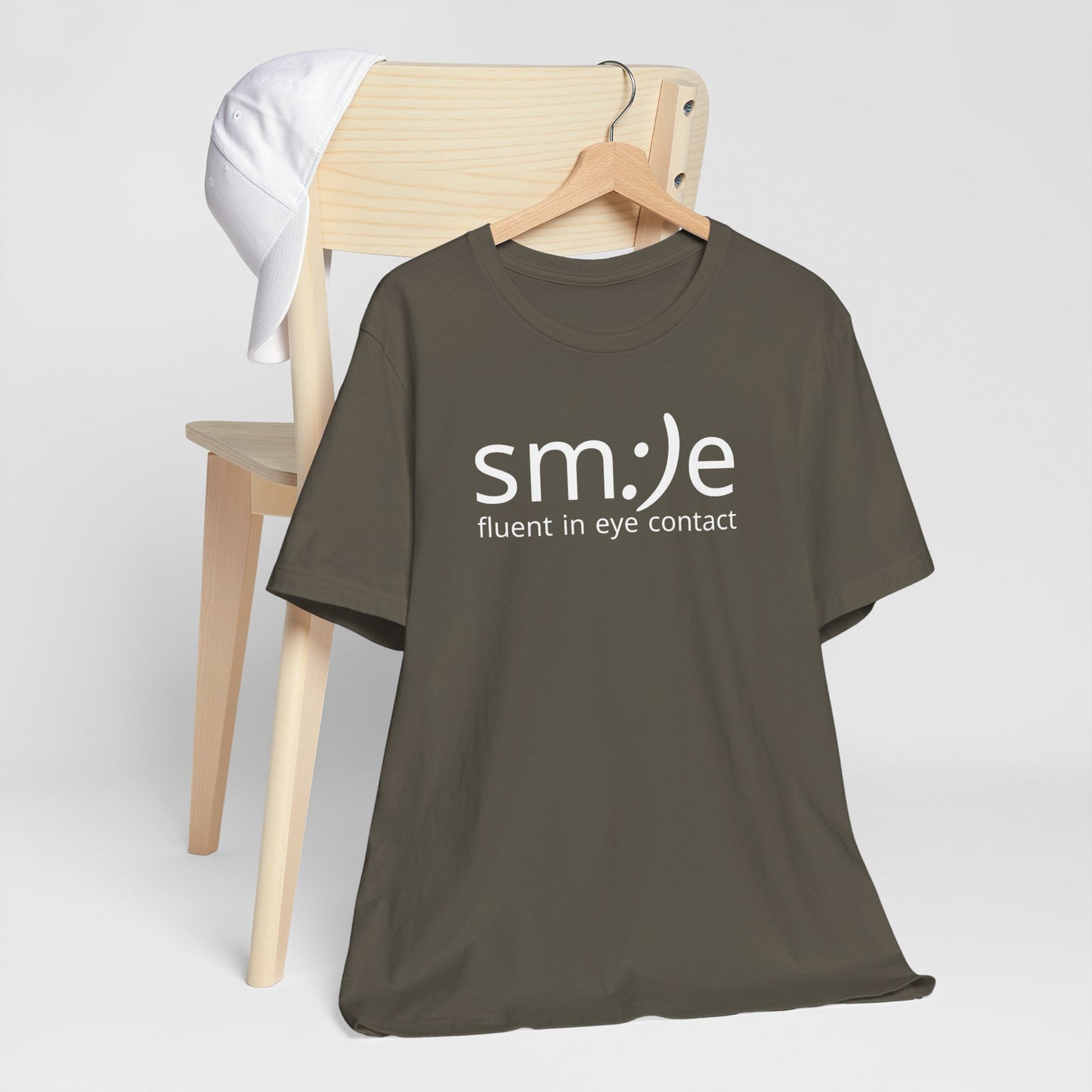 sm:)e Fluent in Eye Contact T-Shirt | Confidence Statement Tee | Unisex Streetwear