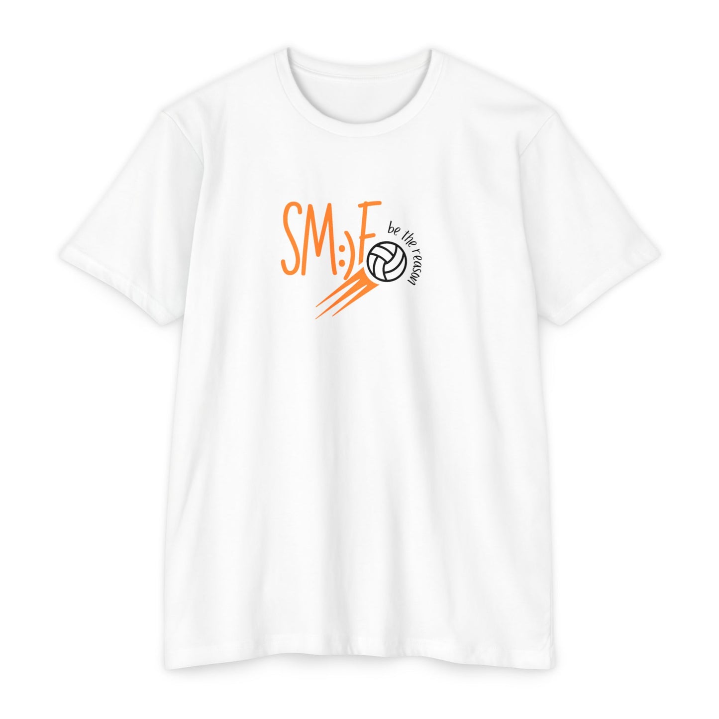 sm:)e Volleyball Enthusiast T-Shirt | Smile Be the Reason | Unisex CVC Jersey | Athletic Streetwear