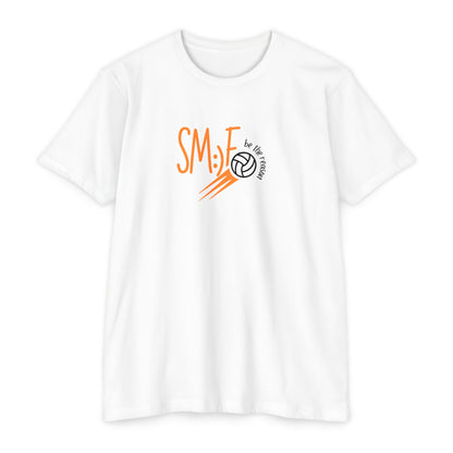 sm:)e Volleyball Enthusiast T-Shirt | Smile Be the Reason | Unisex CVC Jersey | Athletic Streetwear