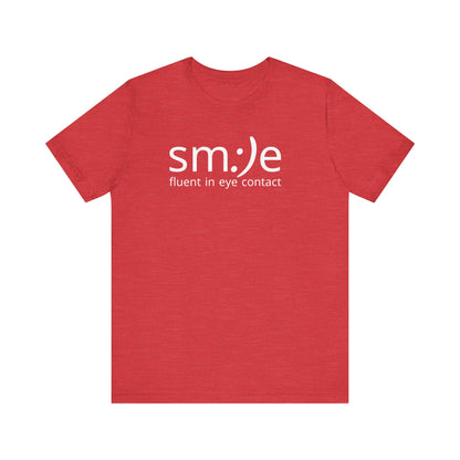 sm:)e Fluent in Eye Contact Jersey Tee | Social Butterfly Streetwear | Funny Connection Gift