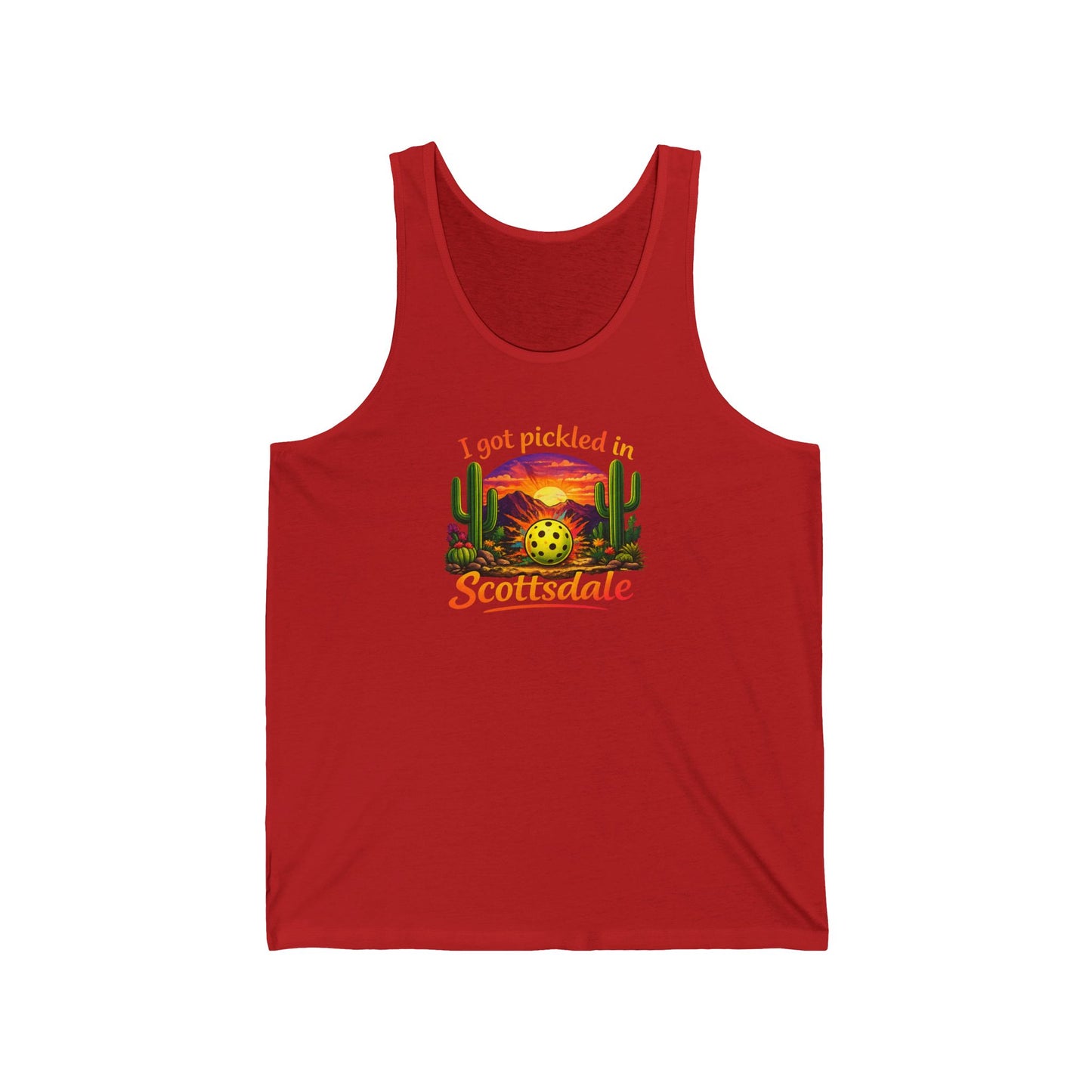 Scottsdale Pickleball Sunset Tank Top — "I Got Pickled in Scottsdale"