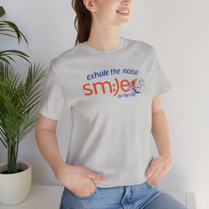 Exhale the Noise | sm:)e Be the Vibe Volleyball T-Shirt | Motivational Teen Unisex Tee