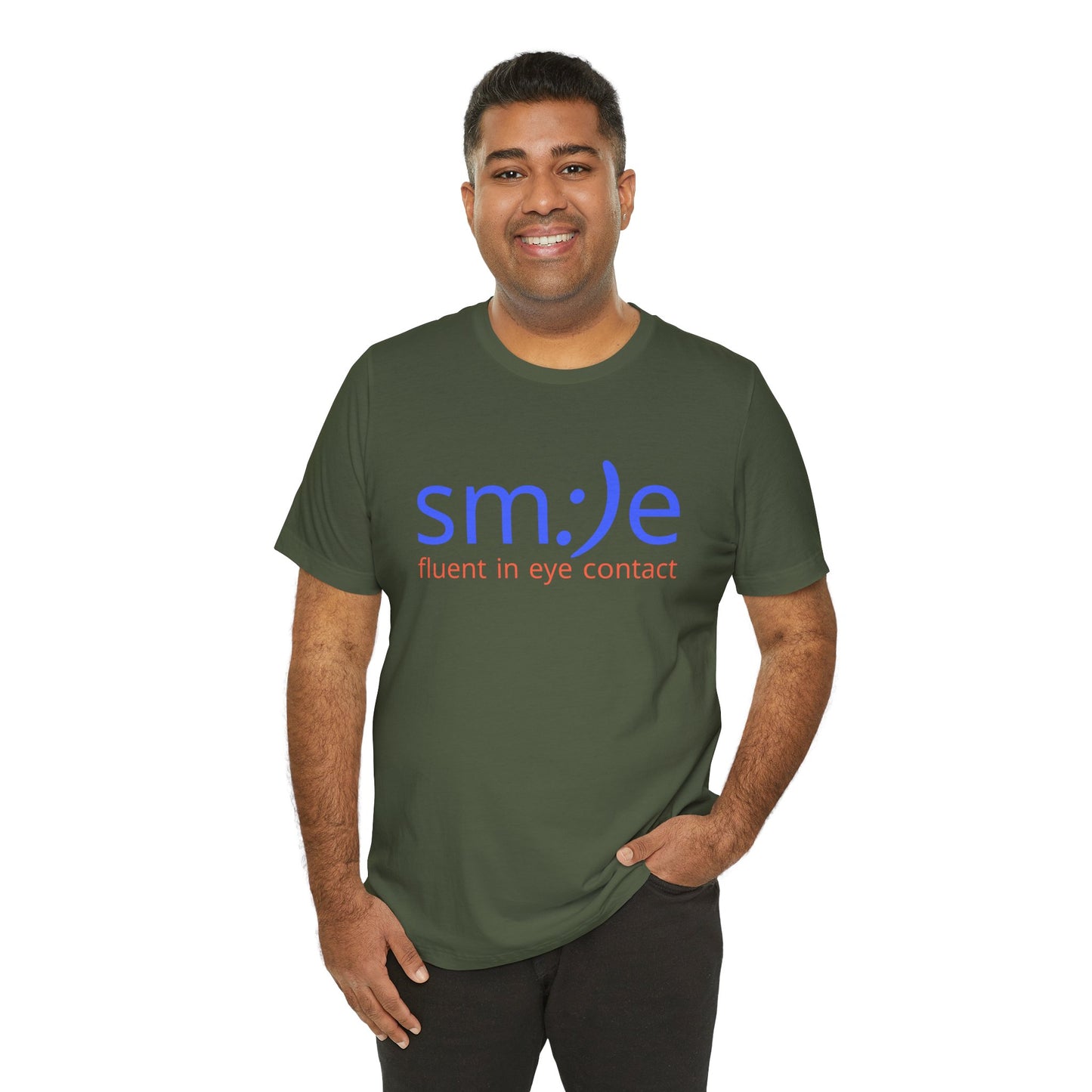 sm:)e Fluent in Eye Contact T-Shirt | Funny Motivational Streetwear | Unisex Graphic Tee