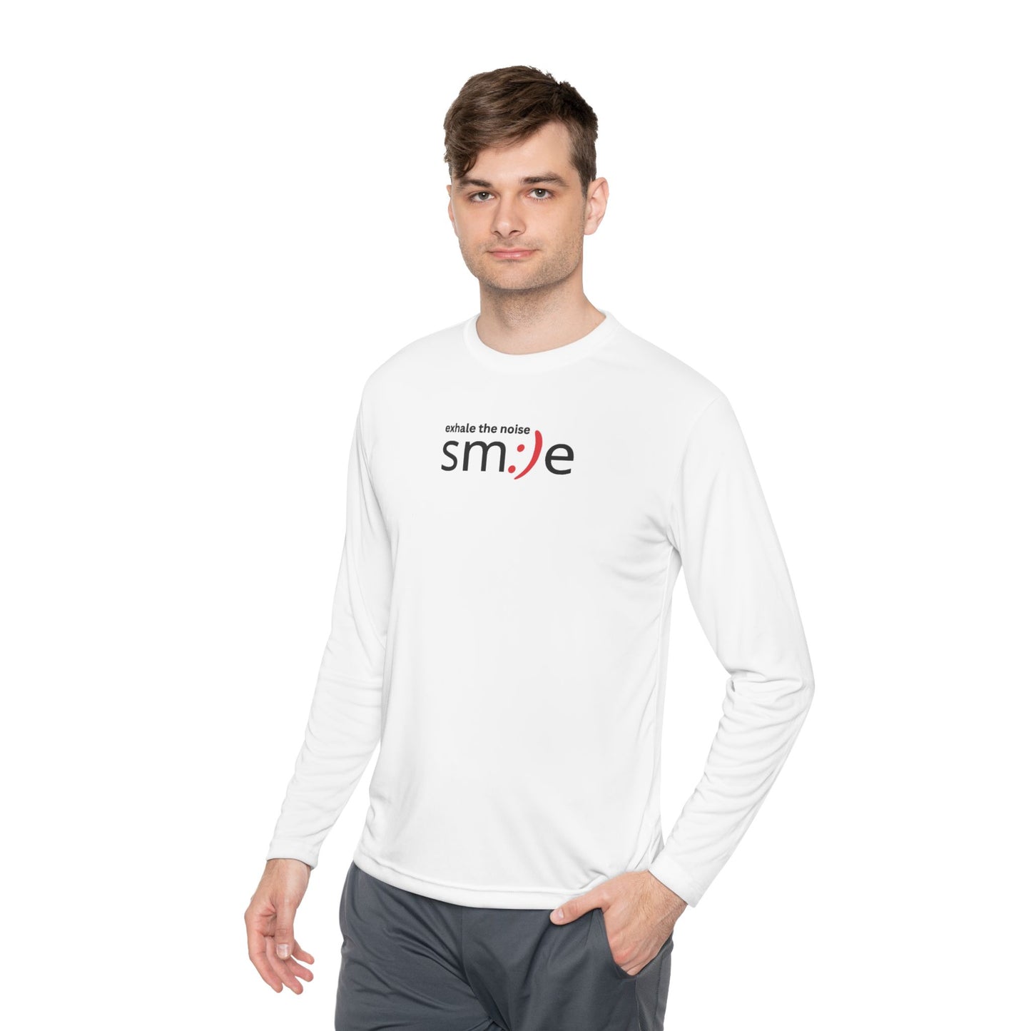 Smile Long-Sleeve Tee — "Exhale the Noise" | Sport-Tek ST350LS Moisture-Wicking Shirt