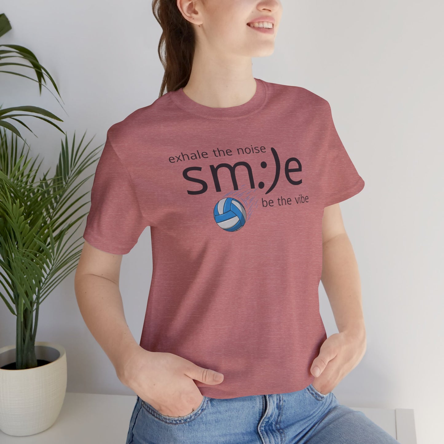 sm:)e Exhale the Noise Smile Vibes Volleyball Tee | Happy Athletic Streetwear | Positive Affirmation Shirt