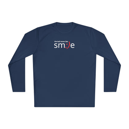 Smile Long-Sleeve Tee — "The Ball Never Lies" | Sport-Tek ST350SL Moisture-Wicking Shirt