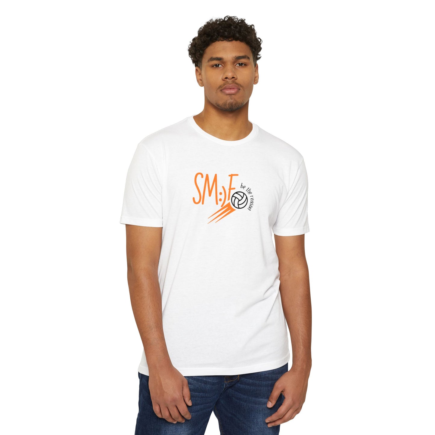 sm:)e Volleyball Enthusiast T-Shirt | Smile Be the Reason | Unisex CVC Jersey | Athletic Streetwear