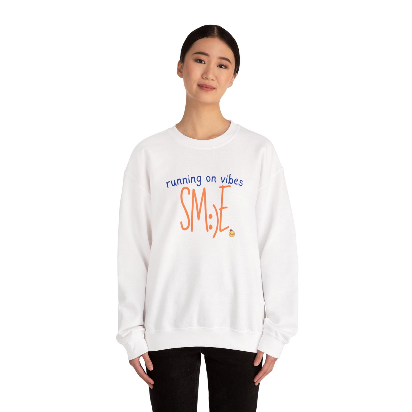 sm:)e Running on Vibes Crewneck Sweatshirt | Positive Energy Streetwear | Cozy Confidence Unisex