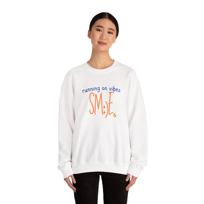 sm:)e Running on Vibes Crewneck Sweatshirt | Positive Energy Streetwear | Cozy Confidence Unisex