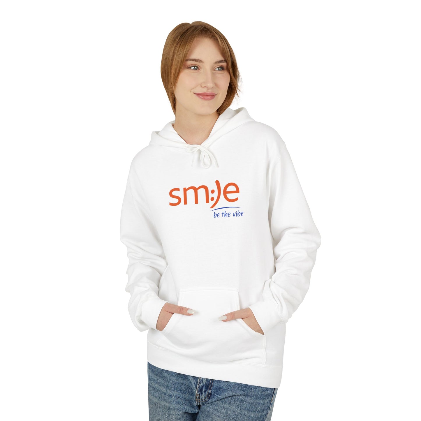 sm:)e Be Vibe Hoodie - Motivational Streetwear, Cozy Confidence Booster, Unisex Fleece Sweatshirt