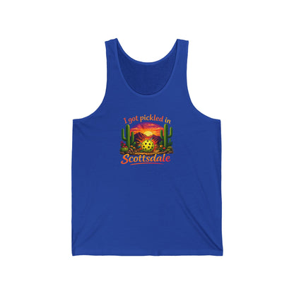 Scottsdale Pickleball Sunset Tank Top — "I Got Pickled in Scottsdale"