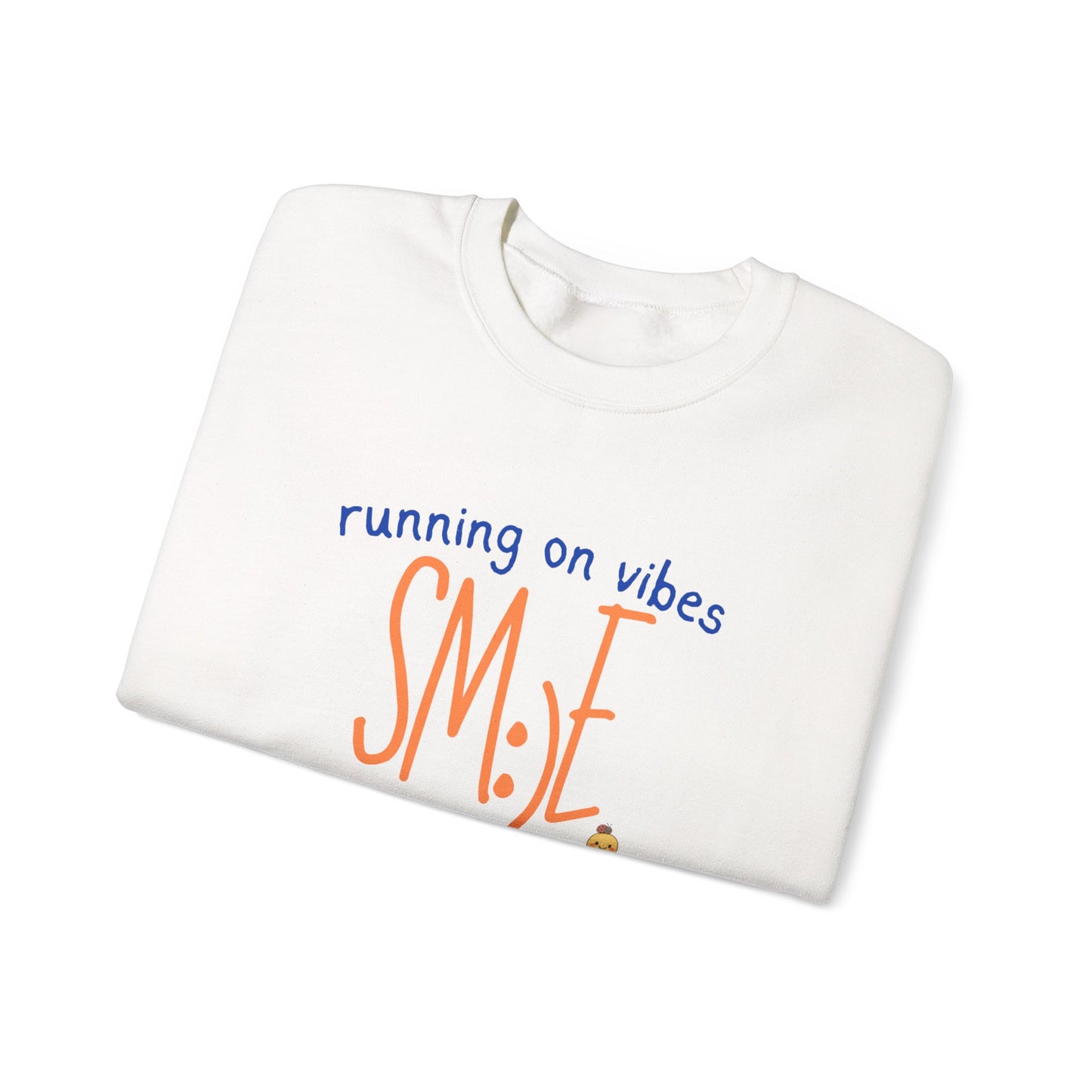 sm:)e Running on Vibes Crewneck Sweatshirt | Positive Energy Streetwear | Cozy Confidence Unisex