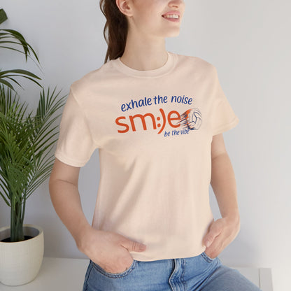 Exhale the Noise | sm:)e Be the Vibe Volleyball T-Shirt | Motivational Teen Unisex Tee
