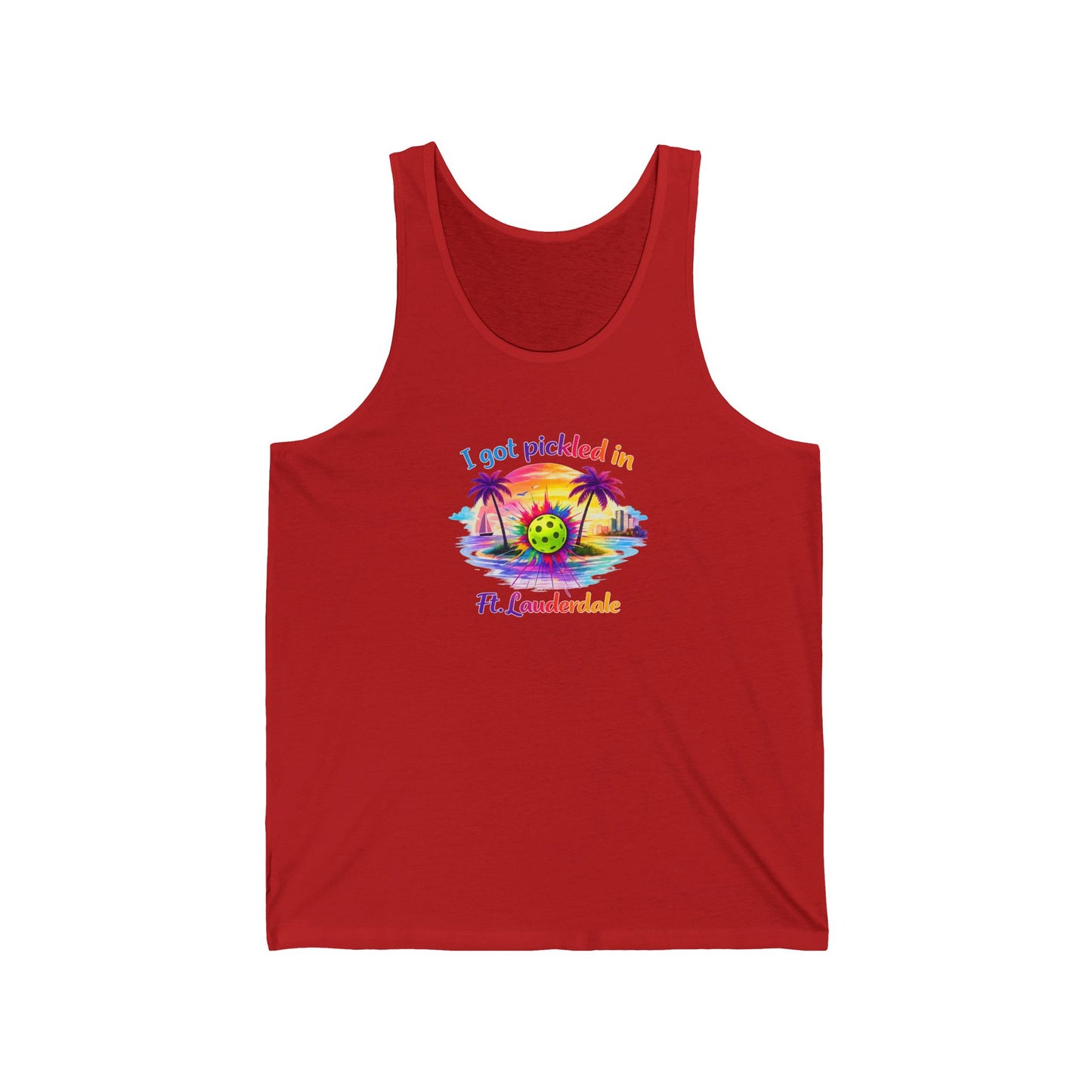 Pickleball Vacation Tank — "I Got Pickled in Ft. Lauderdale" Beach Tank Top