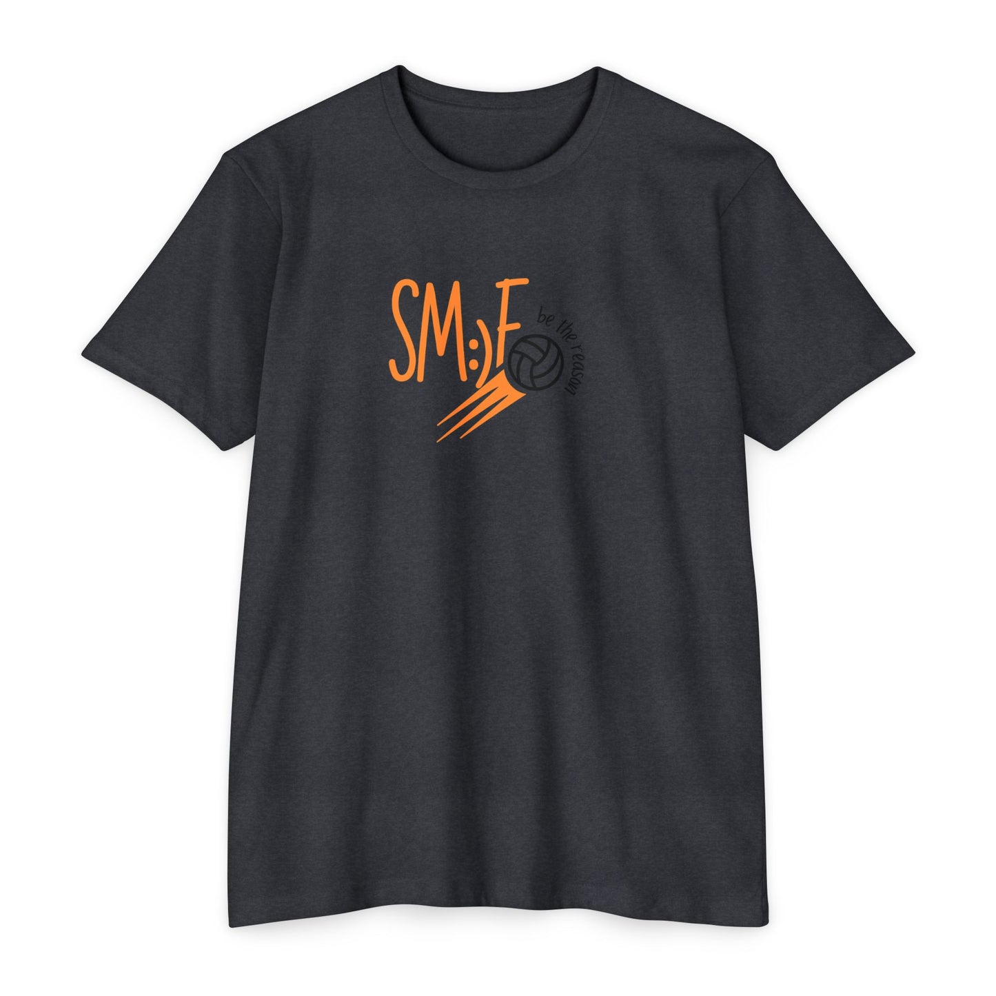 sm:)e Volleyball Enthusiast T-Shirt | Smile Be the Reason | Unisex CVC Jersey | Athletic Streetwear