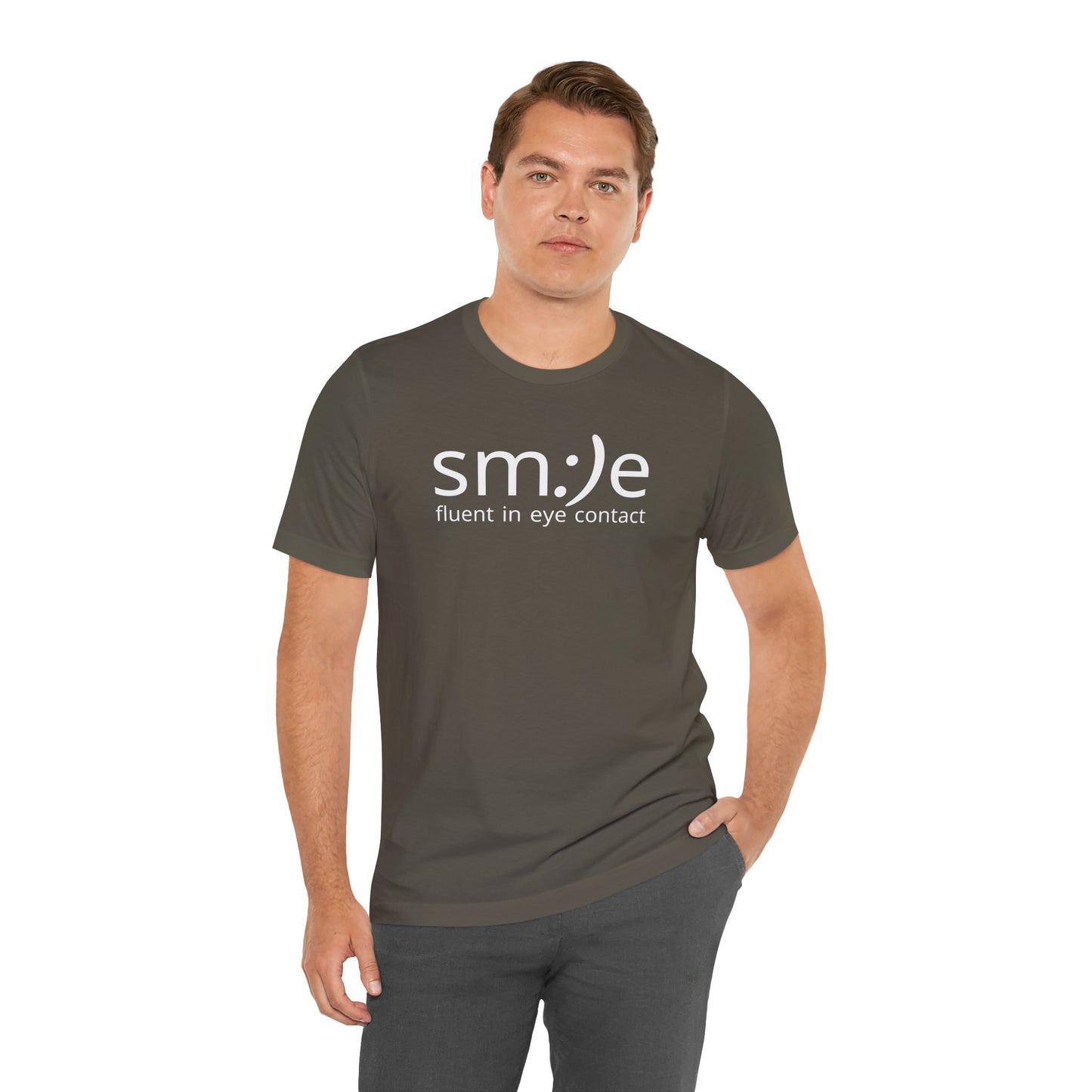 sm:)e Fluent in Eye Contact T-Shirt | Confidence Statement Tee | Unisex Streetwear