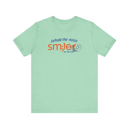 Exhale the Noise | sm:)e Be the Vibe Volleyball T-Shirt | Motivational Teen Unisex Tee