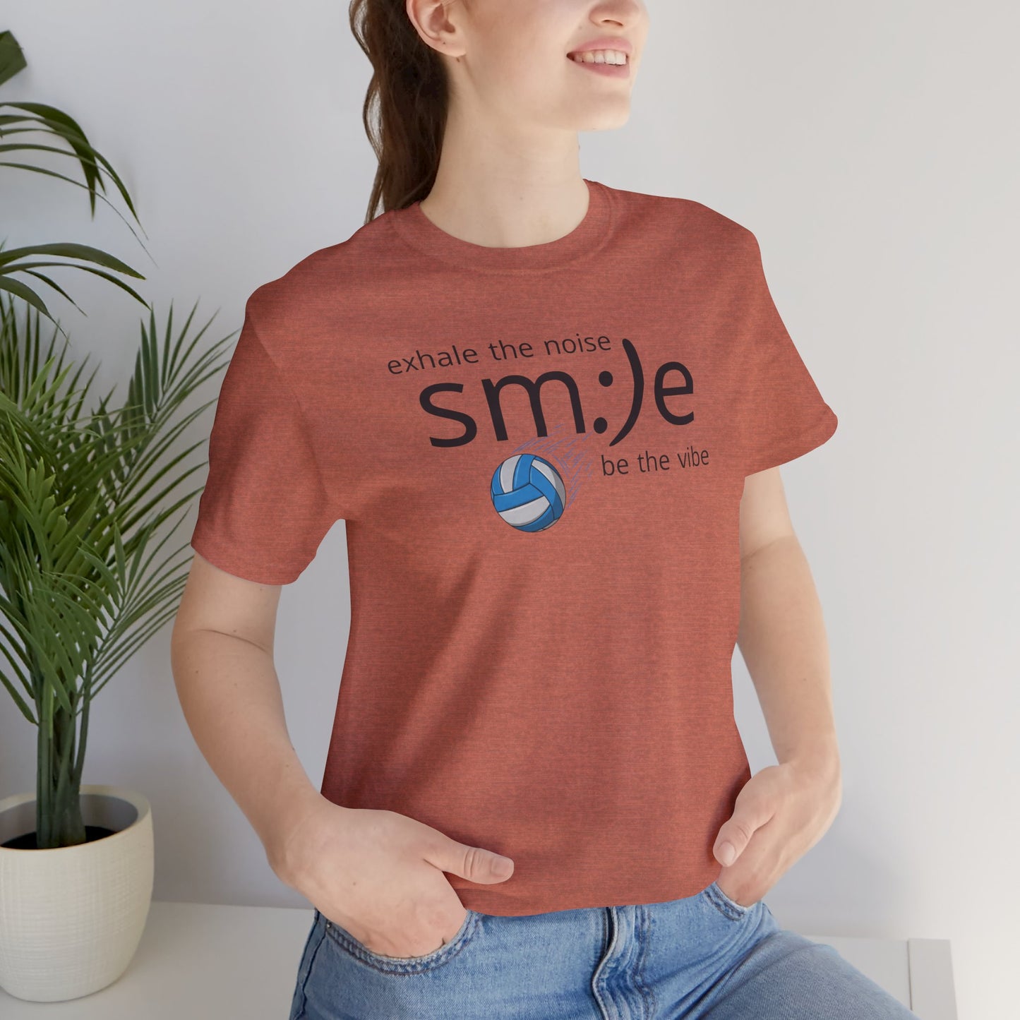 sm:)e Exhale the Noise Smile Vibes Volleyball Tee | Happy Athletic Streetwear | Positive Affirmation Shirt