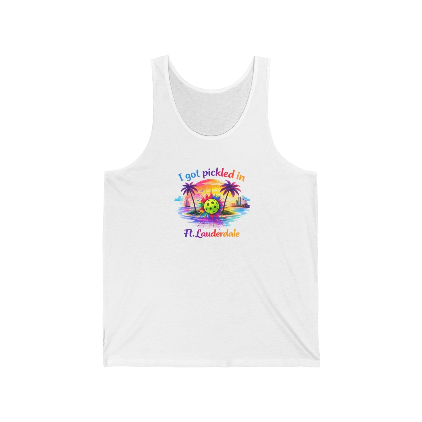 Pickleball Vacation Tank — "I Got Pickled in Ft. Lauderdale" Beach Tank Top