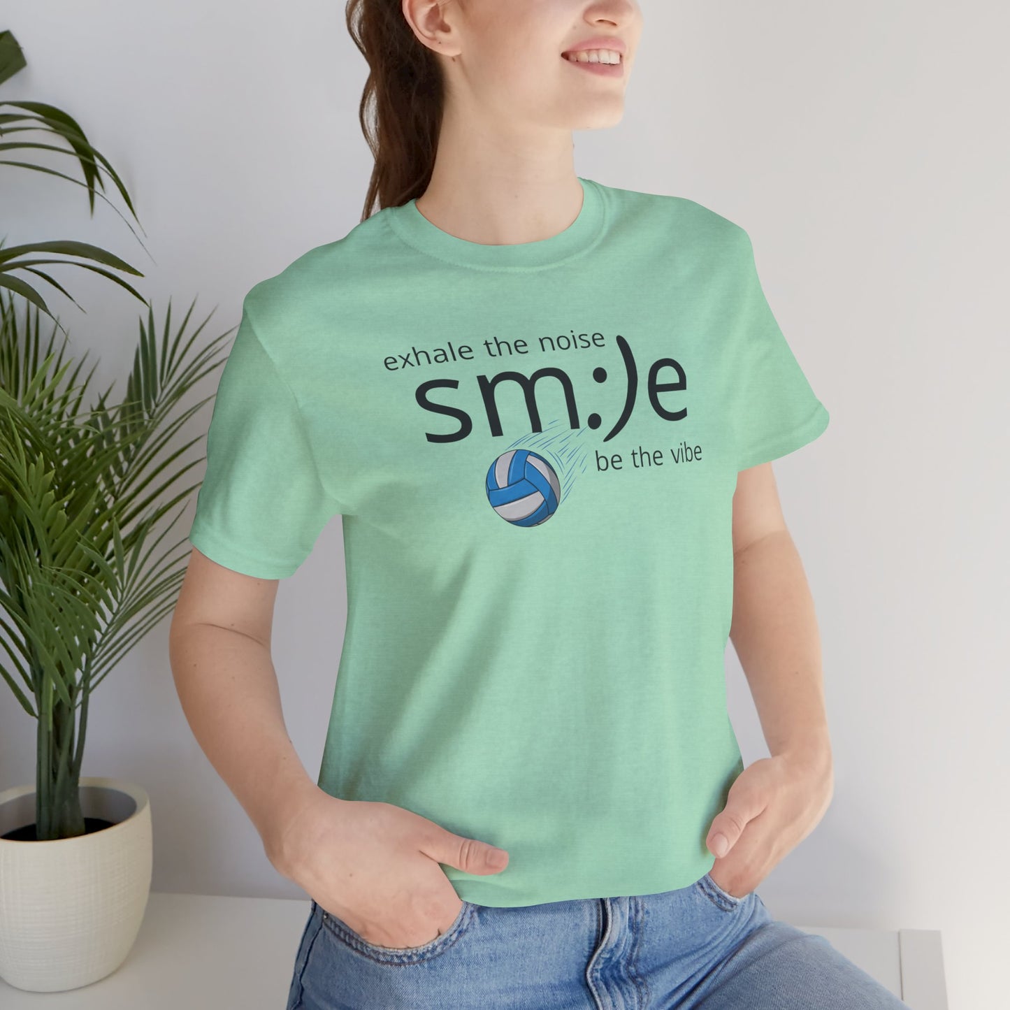 sm:)e Exhale the Noise Smile Vibes Volleyball Tee | Happy Athletic Streetwear | Positive Affirmation Shirt