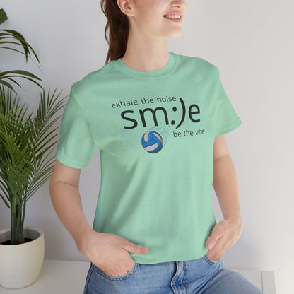 sm:)e Exhale the Noise Smile Vibes Volleyball Tee | Happy Athletic Streetwear | Positive Affirmation Shirt