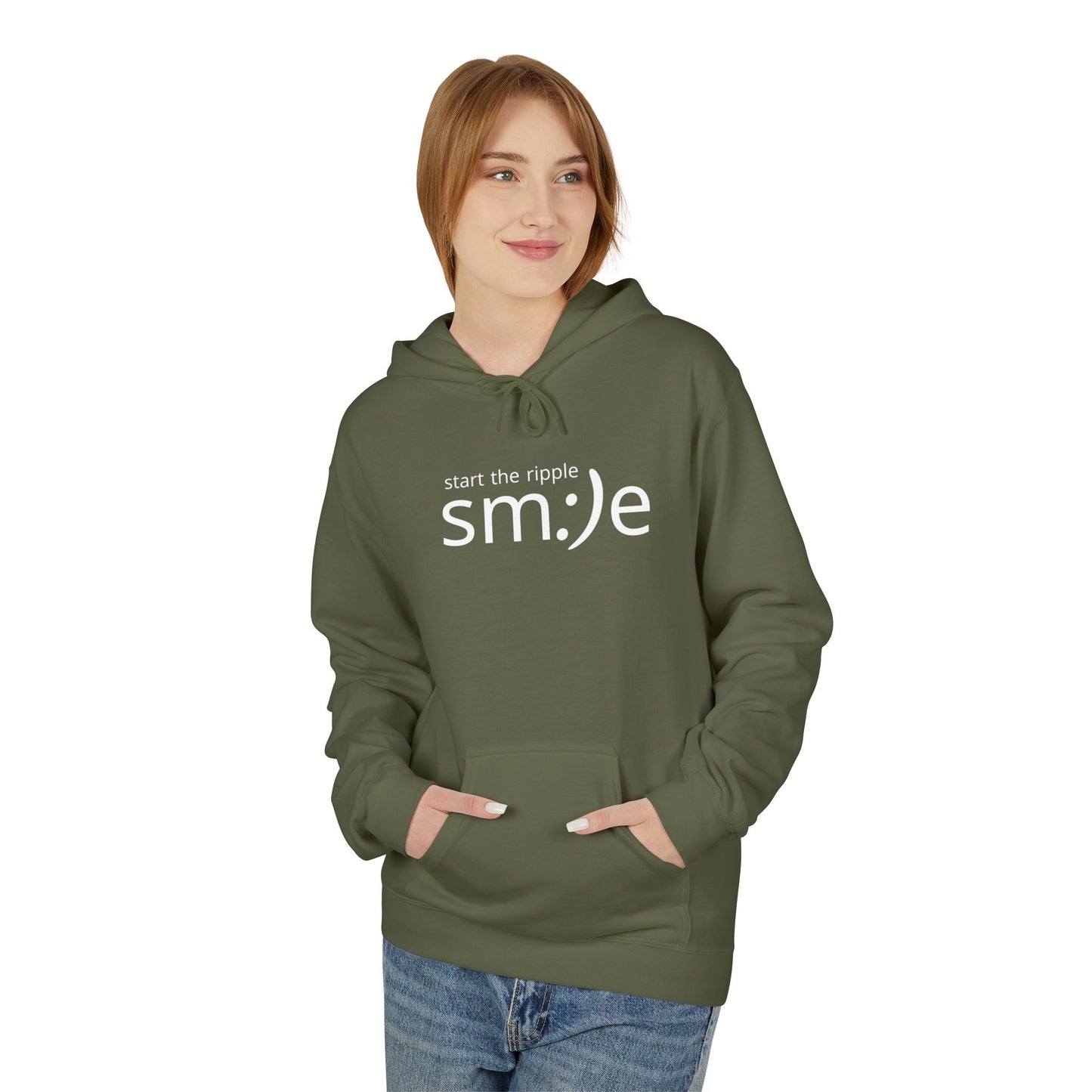 Start the Ripple sm:)e Cozy Fleece Hoodie - Fall Streetwear, Confidence Booster, Unisex Midweight Hoodie