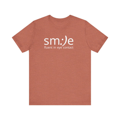 sm:)e Fluent in Eye Contact Jersey Tee | Social Butterfly Streetwear | Funny Connection Gift