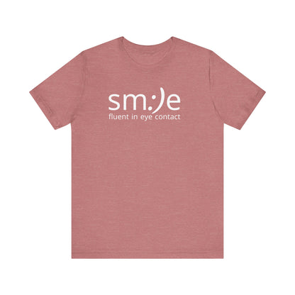 sm:)e Fluent in Eye Contact Jersey Tee | Social Butterfly Streetwear | Funny Connection Gift